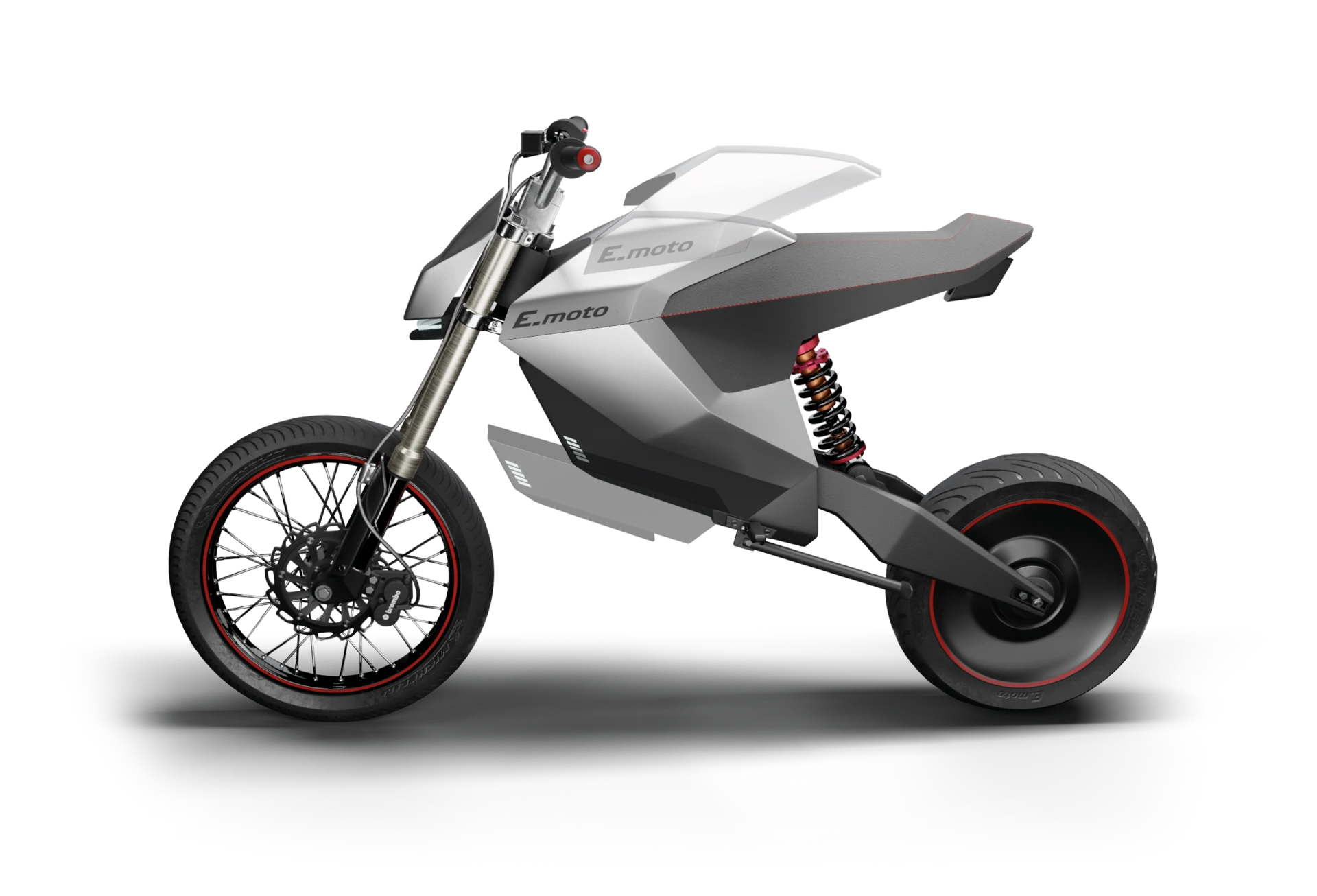 E-moto concept render highlighting overall form and proportions