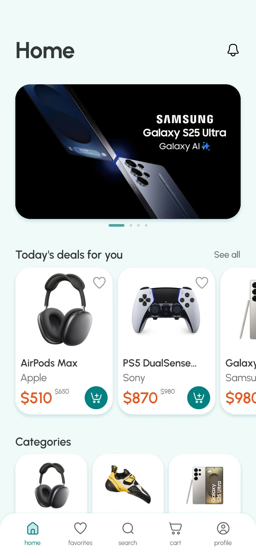 SHOOPLE home feed screen with personalized deals and recommendations