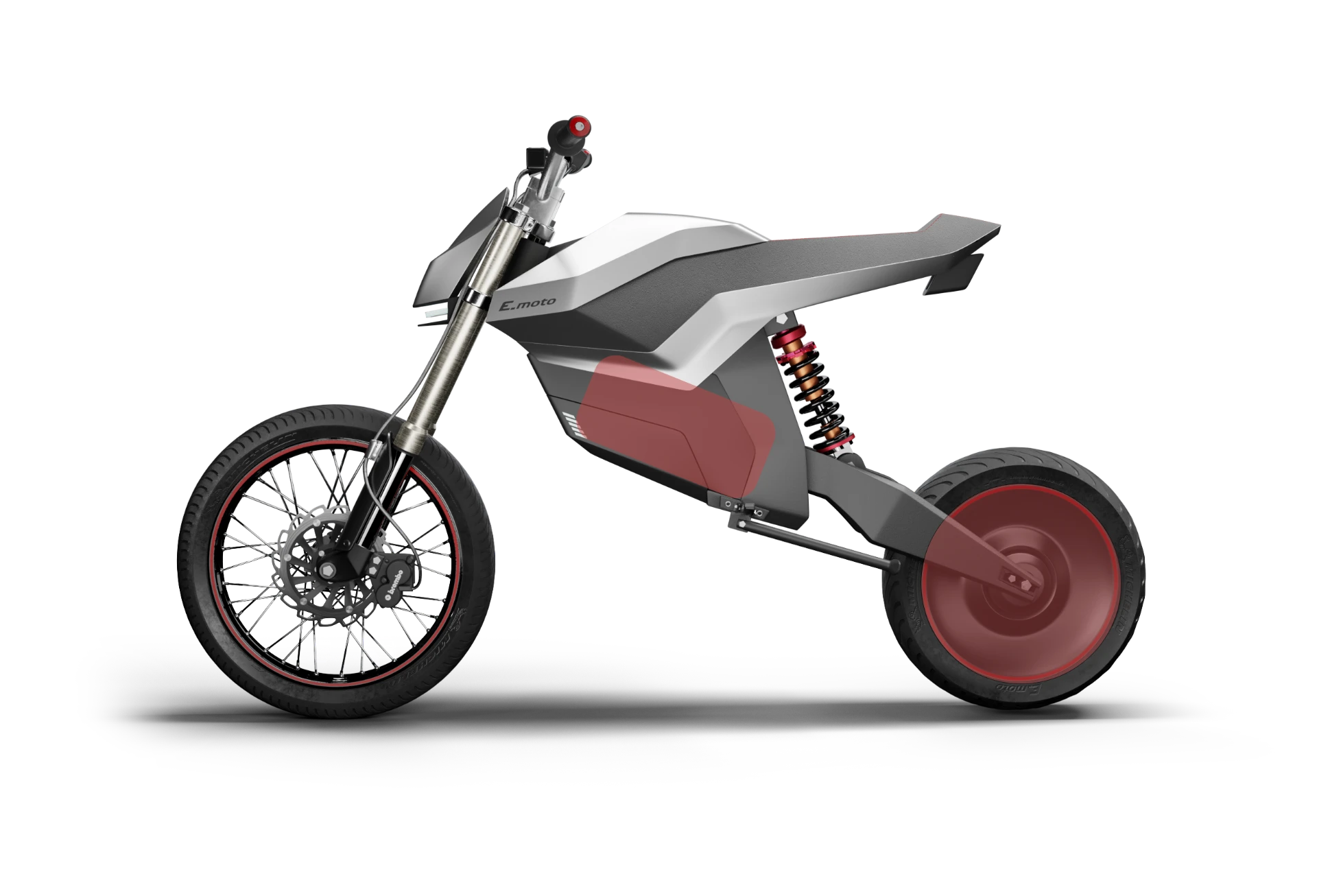 E-moto battery and drivetrain packaging layout